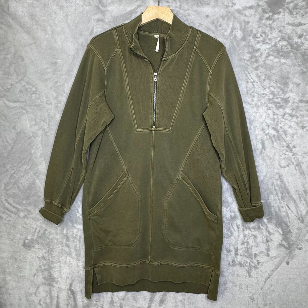 Daily Practice by Anthropologie Meru Sweatshirt Mini Dress Womens Small Olive